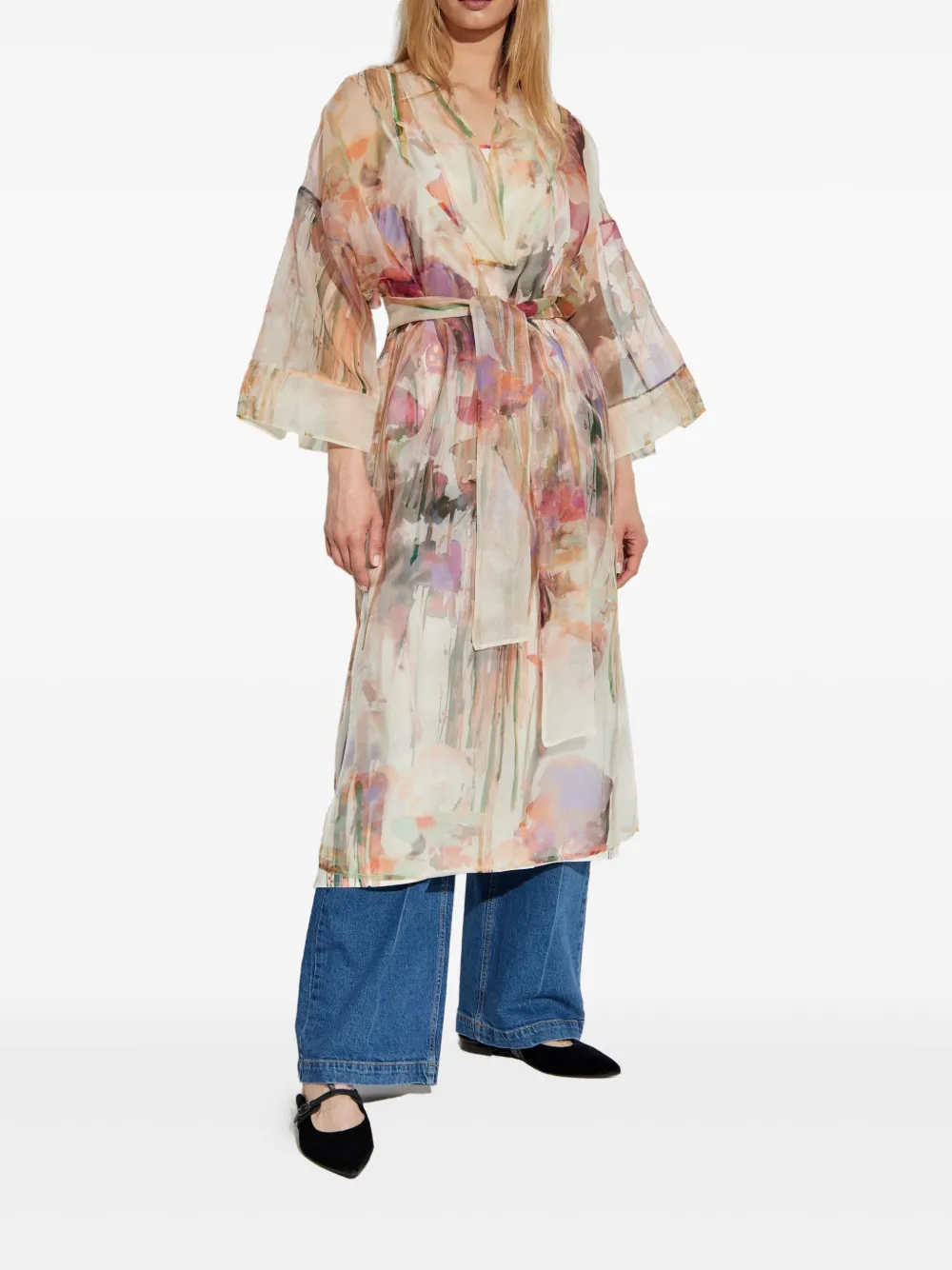 MUNTHE floral-print sheer coat | Single Breasted Coats | Image 2