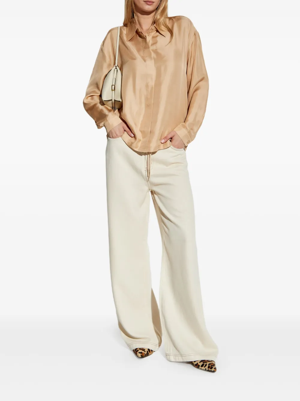 MUNTHE Satijnen blouse - Beige