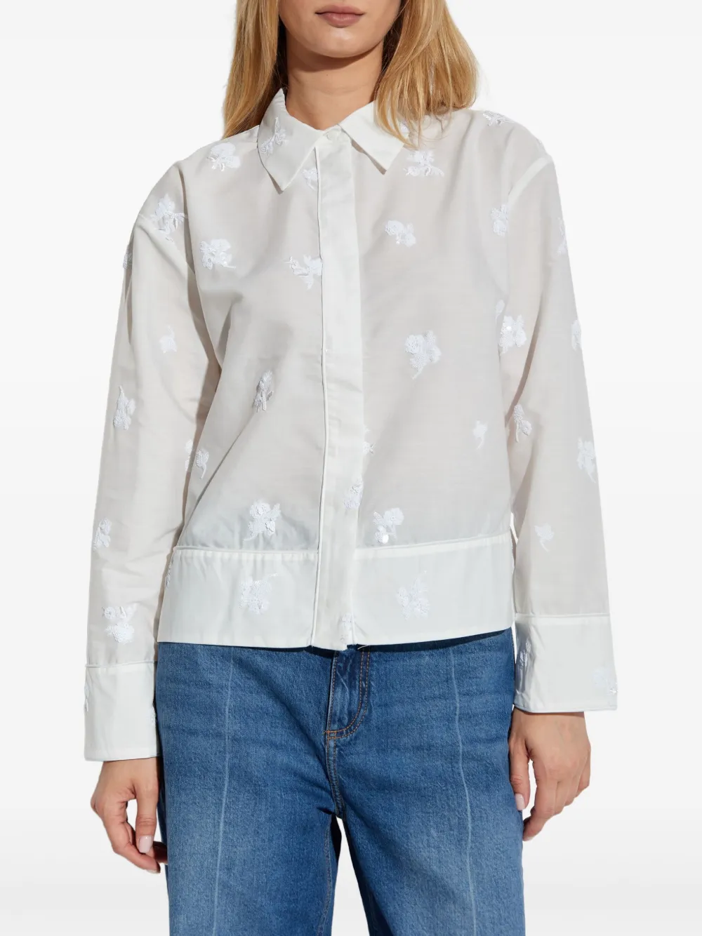 MUNTHE blouse met borduurwerk Wit