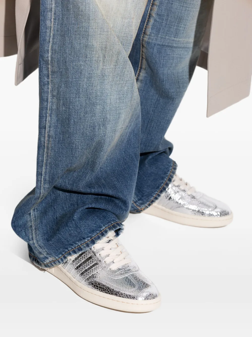 DSQUARED2 metallic-leather sneakers Silver