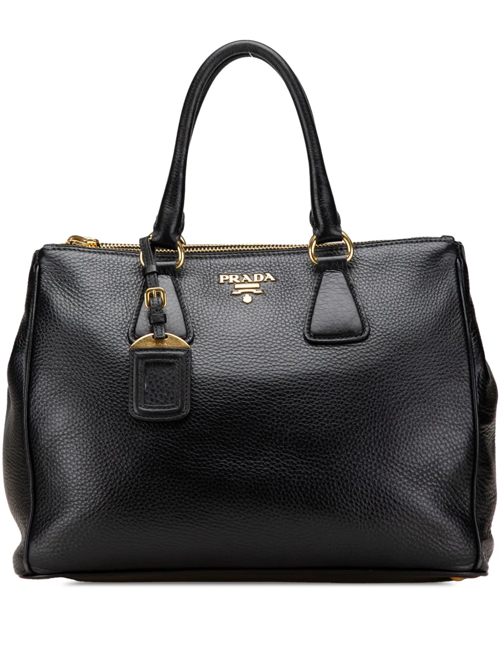 Prada Pre-Owned 2000-2024 Vitello Daino Double Zip Convertible Tote satchel | Black | Image 1