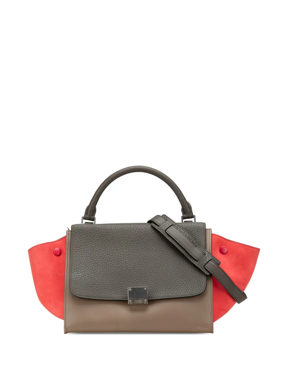 Céline Pre-Owned 2017 スモール トリカラー レザー トラペーズ サッチェルバッグ - ブラウン Céline Pre-Owned 2017 スモール トリカラー レザー トラペーズ サッチェルバッグ - ブラウン