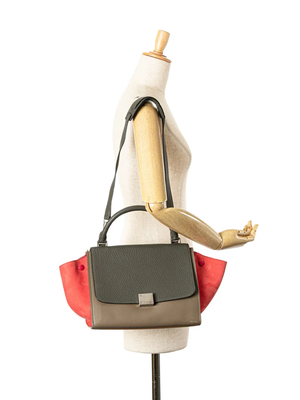 Celine Pre-Owned 2017 Small Tricolor Leather Trapeze satchel | Pre-Owned | Image 2