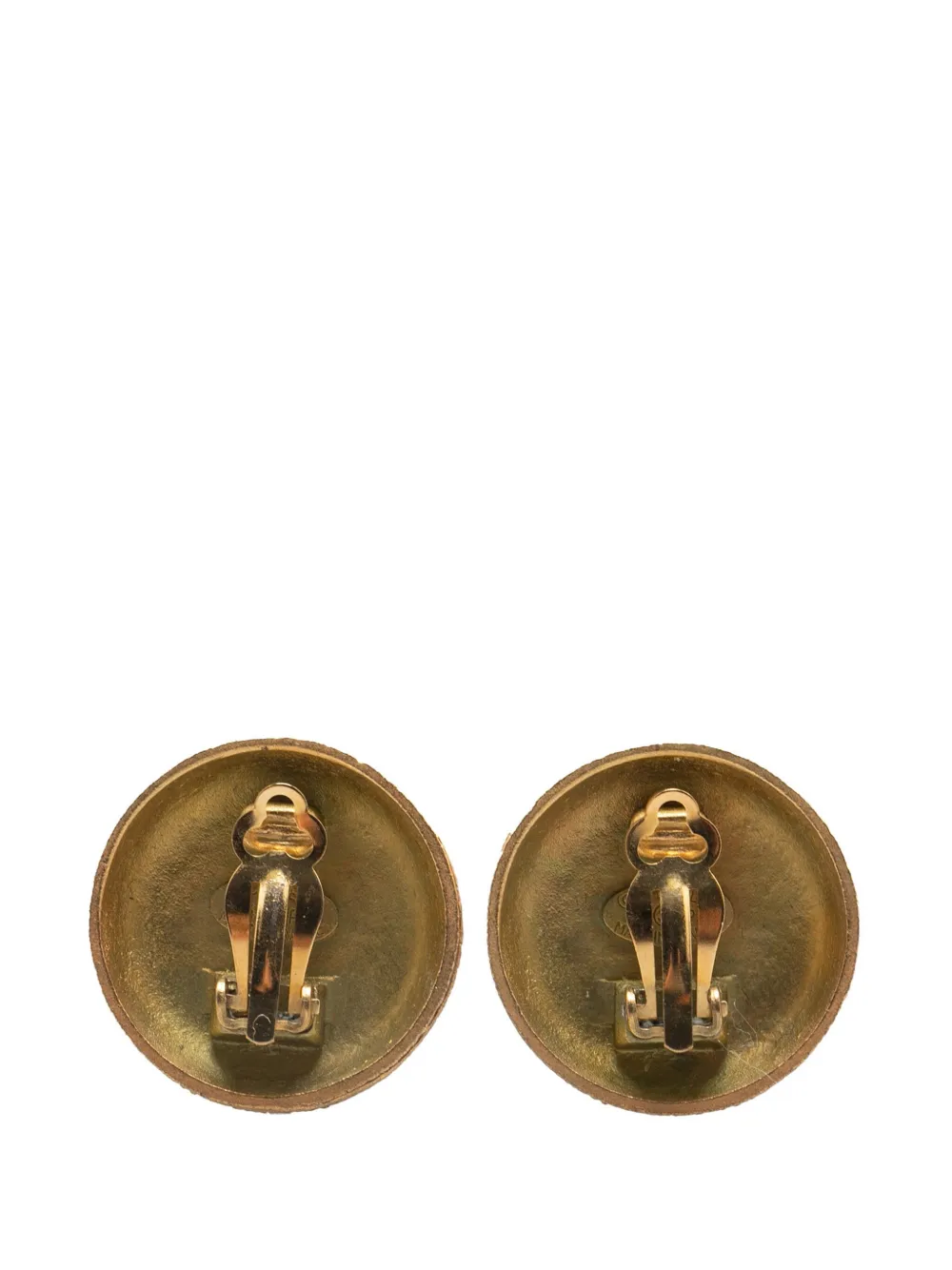 CHANEL Pre-Owned 1994 Gold Plated CC Round Clip On Earrings costume earrings | Image 2