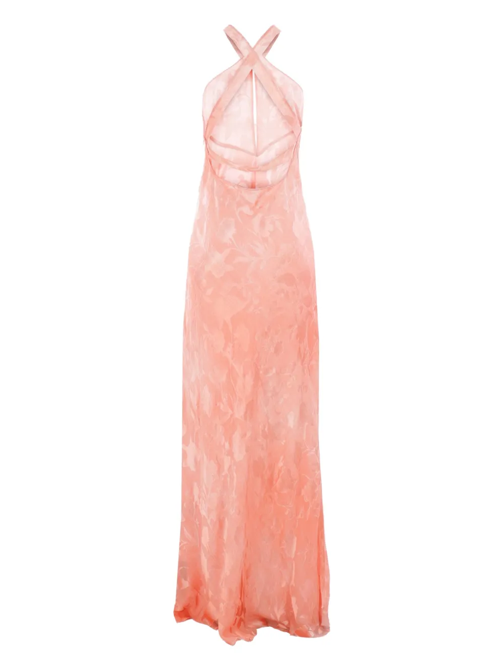 Ermanno Scervino Jurk met bloemjacquard en halternek Roze
