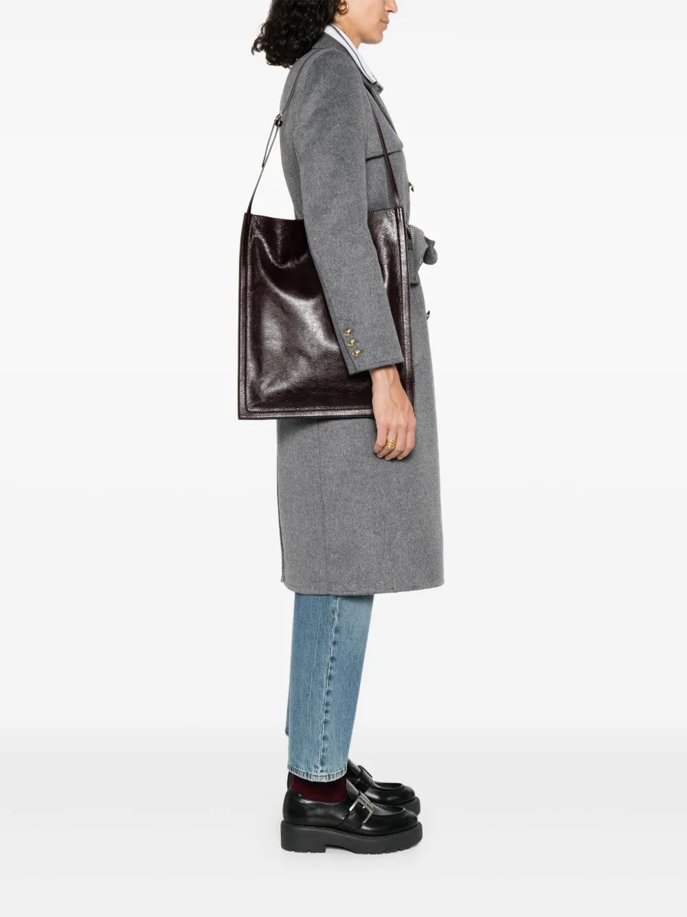 Bally Leren schoudertas Bruin