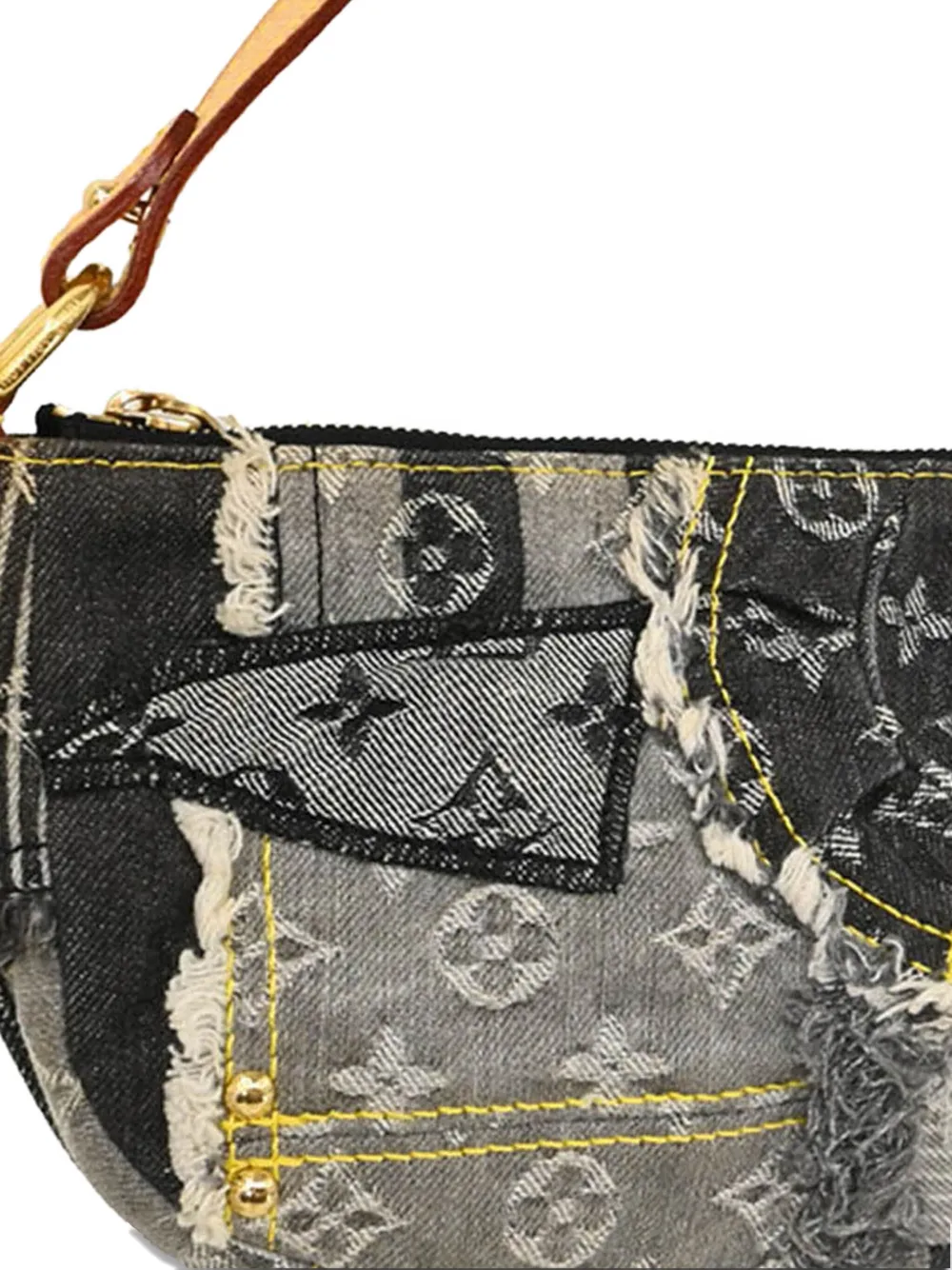 Pre-owned Louis Vuitton 2007 Monogram Denim Patchwork Pouchy Shoulder Bag