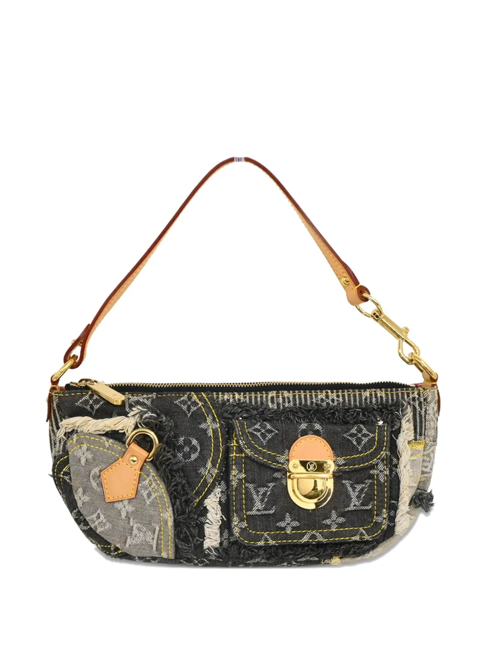 Louis Vuitton Pre-Owned sac porté épaule Pouchy en jean monogrammé à design patchwork (2007) | gris | Image 1