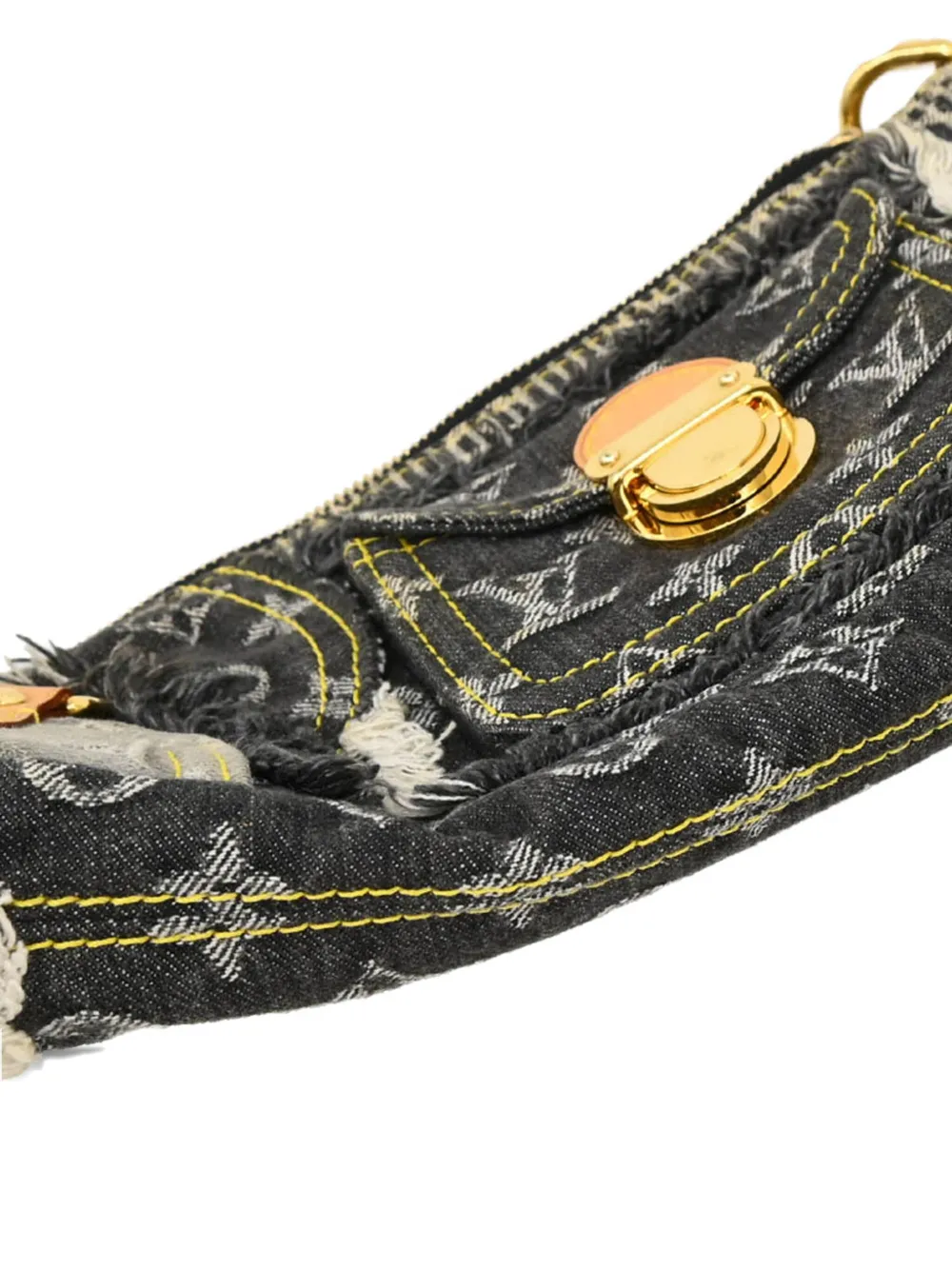 Pre-owned Louis Vuitton 2007 Monogram Denim Patchwork Pouchy Shoulder Bag