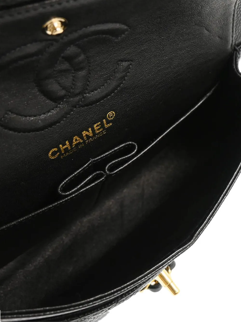 Pre-owned Chanel 2002 Small Classic Double Flap Shoulder Bag In Black