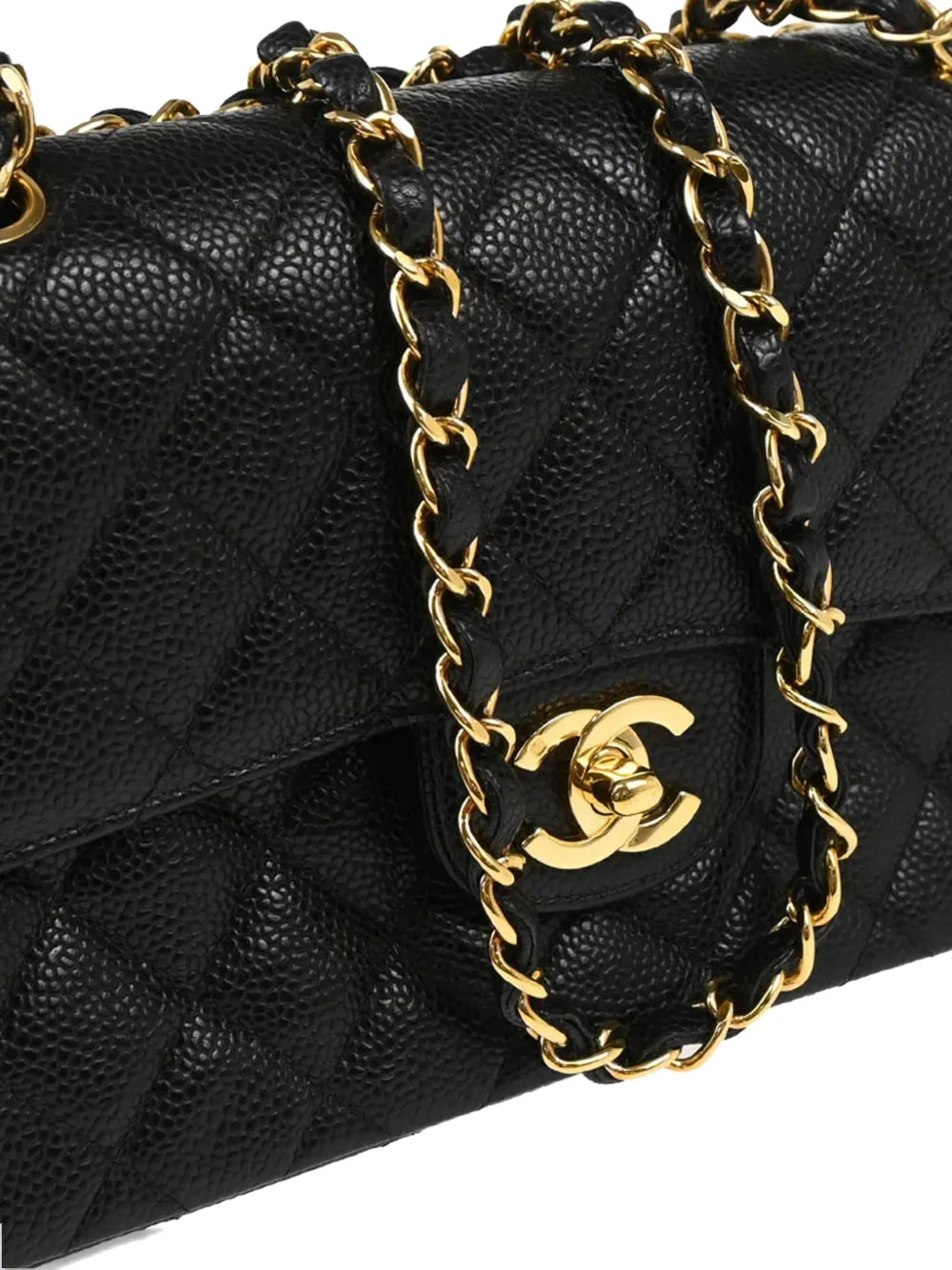 Pre-owned Chanel 2002 Small Classic Double Flap Shoulder Bag In Black