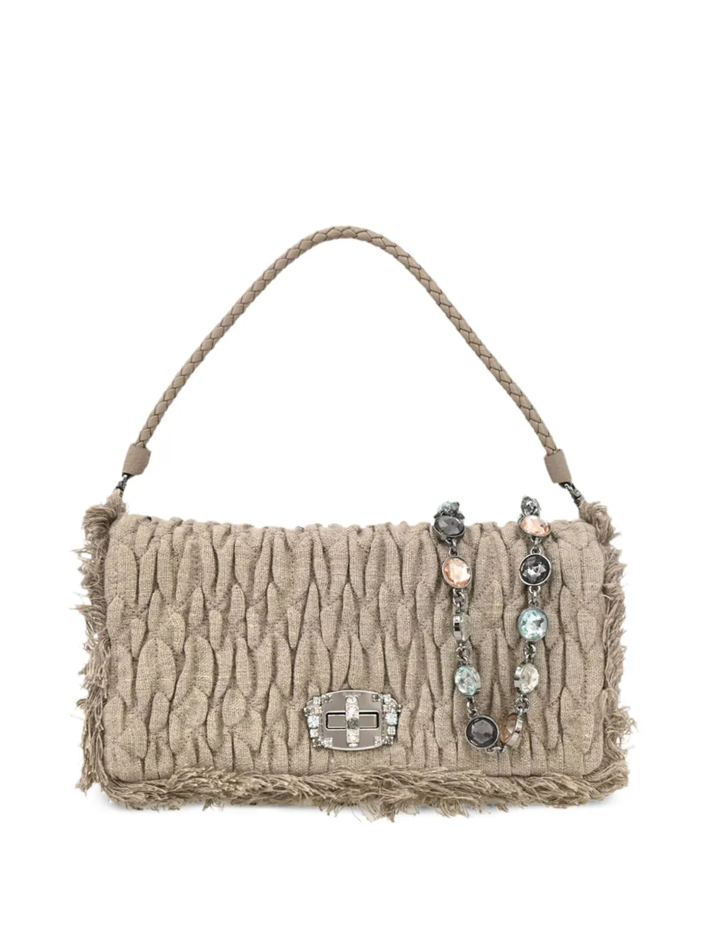 Miu Miu Pre-Owned 2010s Crystal Pleated handbag | Neutrals | Image 1