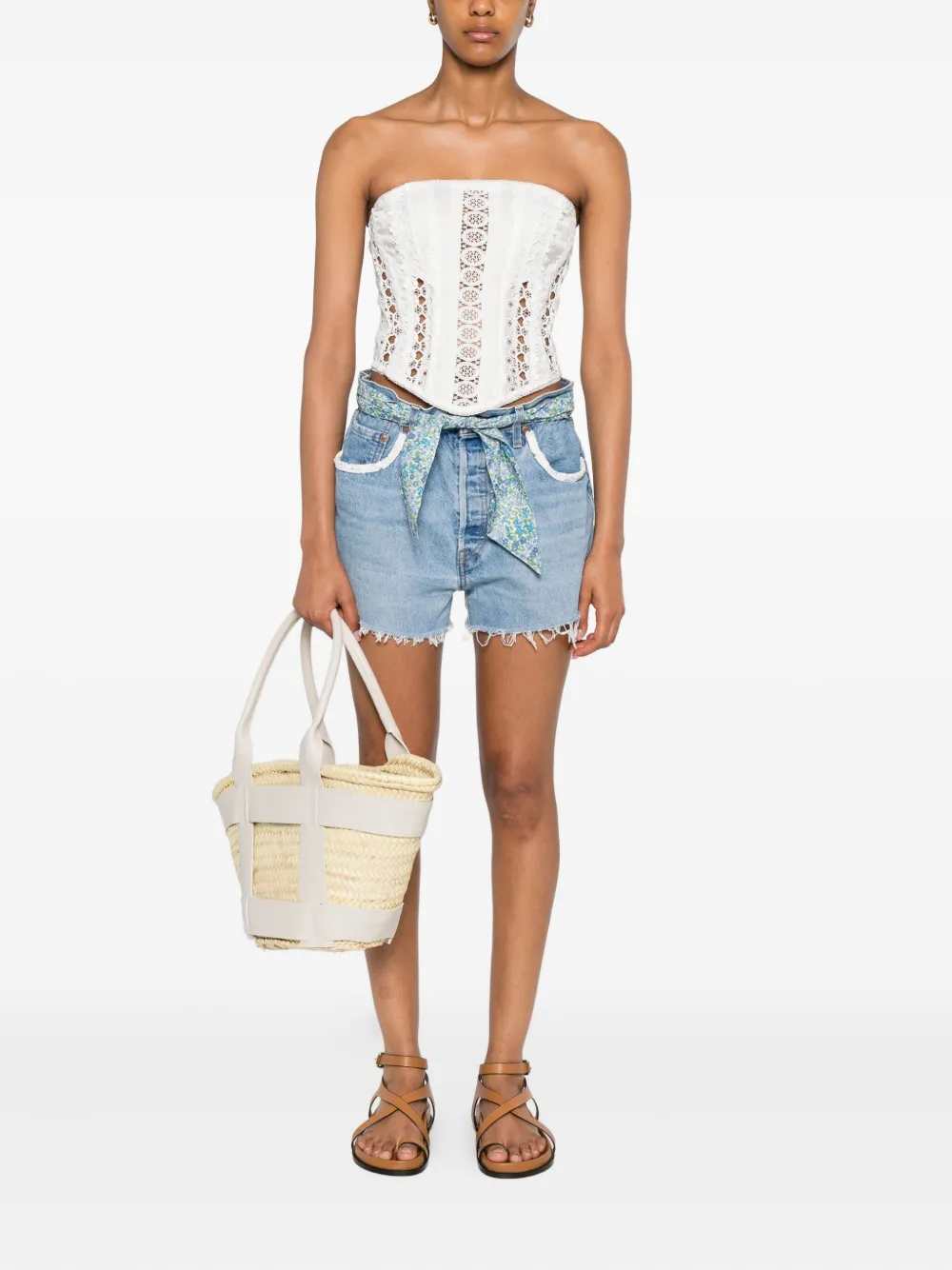 MC2 Saint Barth frayed-hem belted shorts Blauw