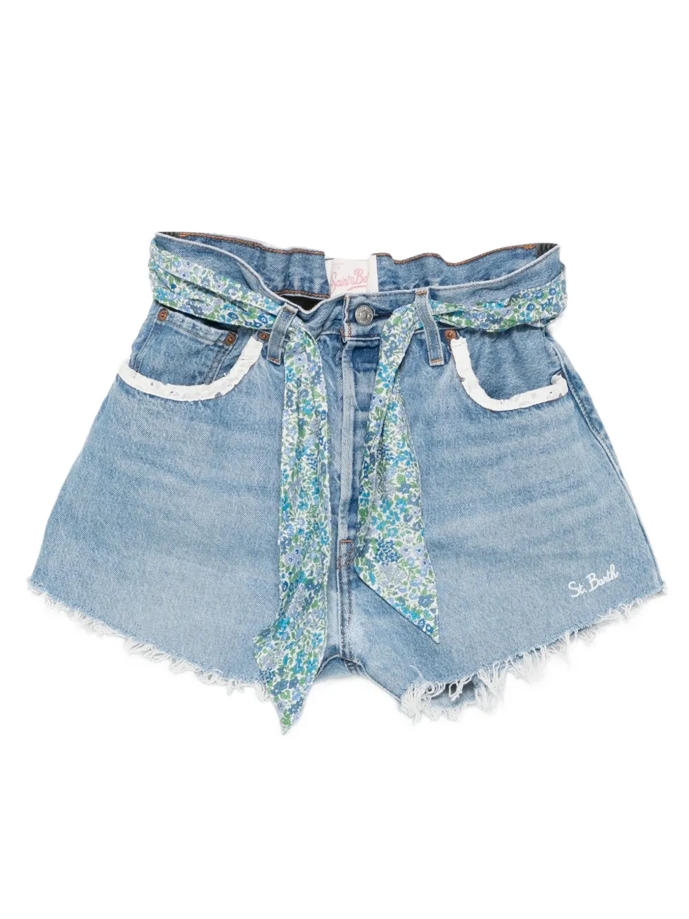 MC2 Saint Barth frayed-hem belted shorts Blauw