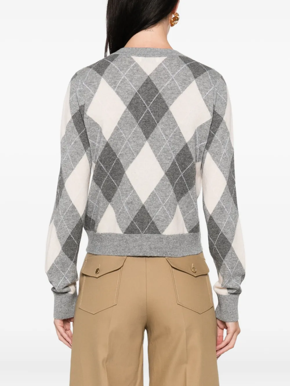 SANDRO Geribbeld vest met argyle patroon Grijs