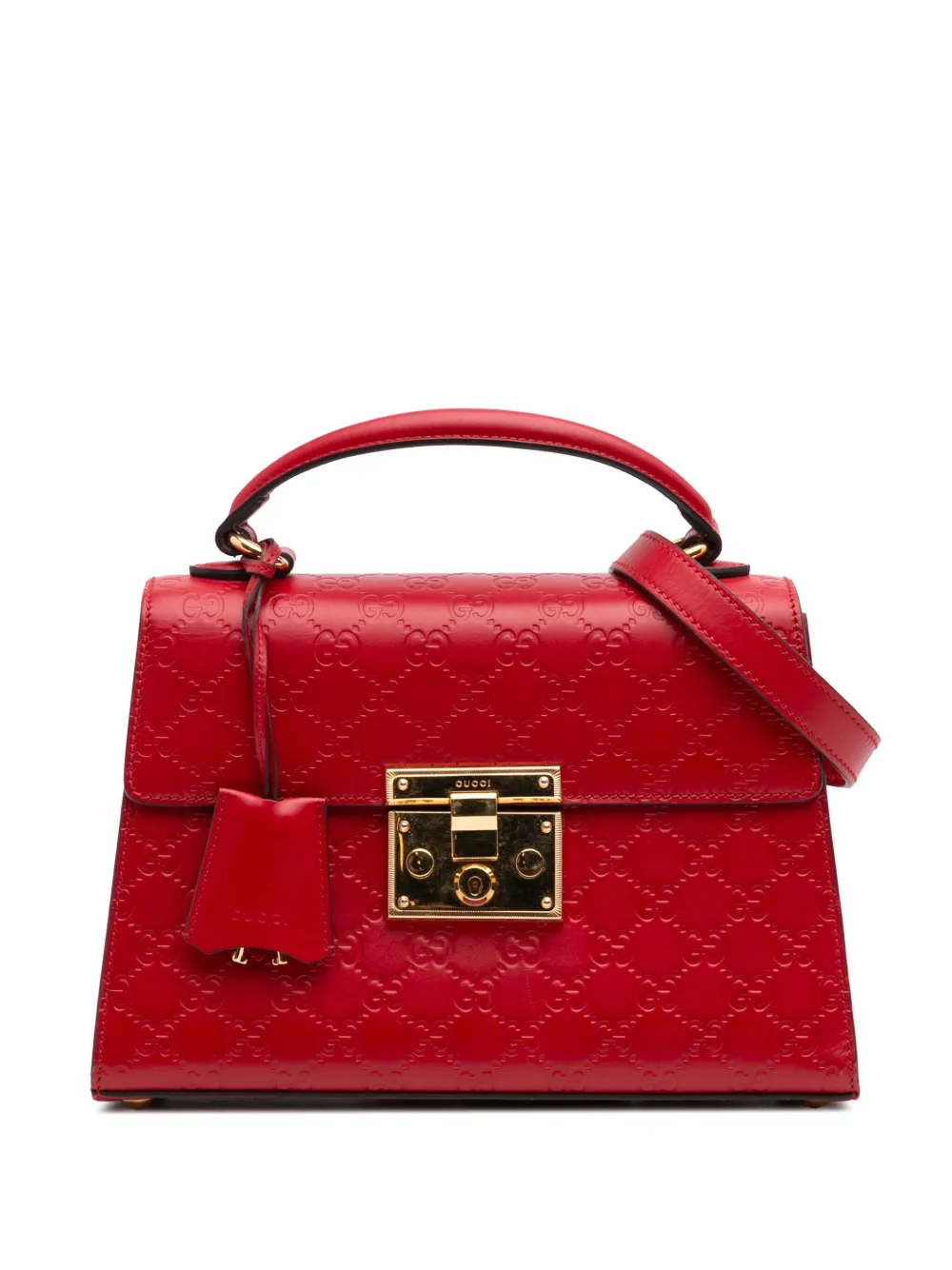 Gucci Pre-Owned 2016-2024 Small Guccissima Padlock satchel | Red | Image 1