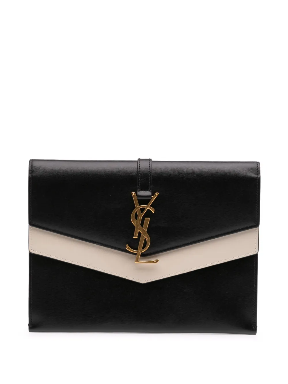 Saint Laurent Pre-Owned 2019 Bicolor Smooth Calfskin Monogram Sulpice Clucth clutch bag | Black | Image 1