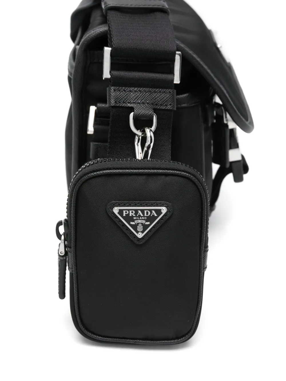 Prada Triangel schoudertas met logo Zwart