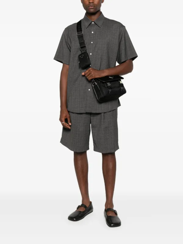 Prada Re-Nylon＆サフィアーノレザー ショルダーバッグ | ブラック