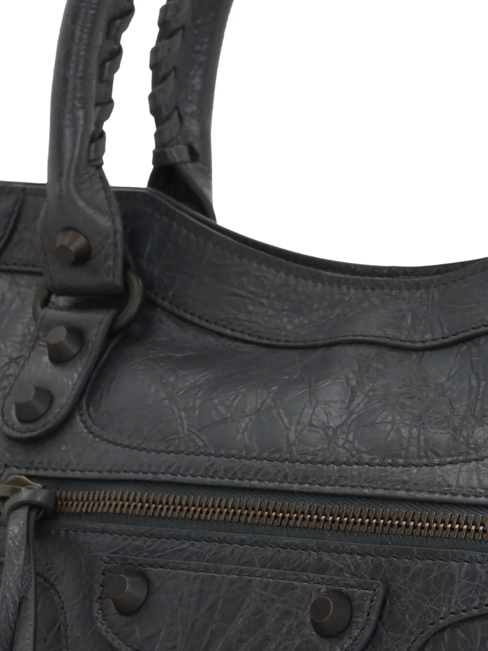 Balenciaga Le City stud-embellished leather tote bag Grijs