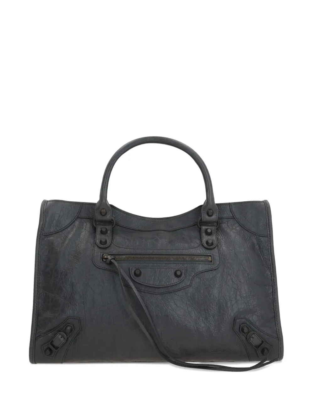 Balenciaga Le City stud-embellished leather tote bag Grijs