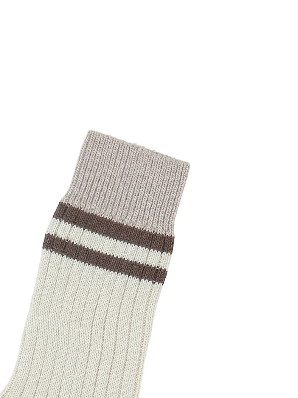 Brunello Cucinelli Gestreepte katoenen sokken Beige