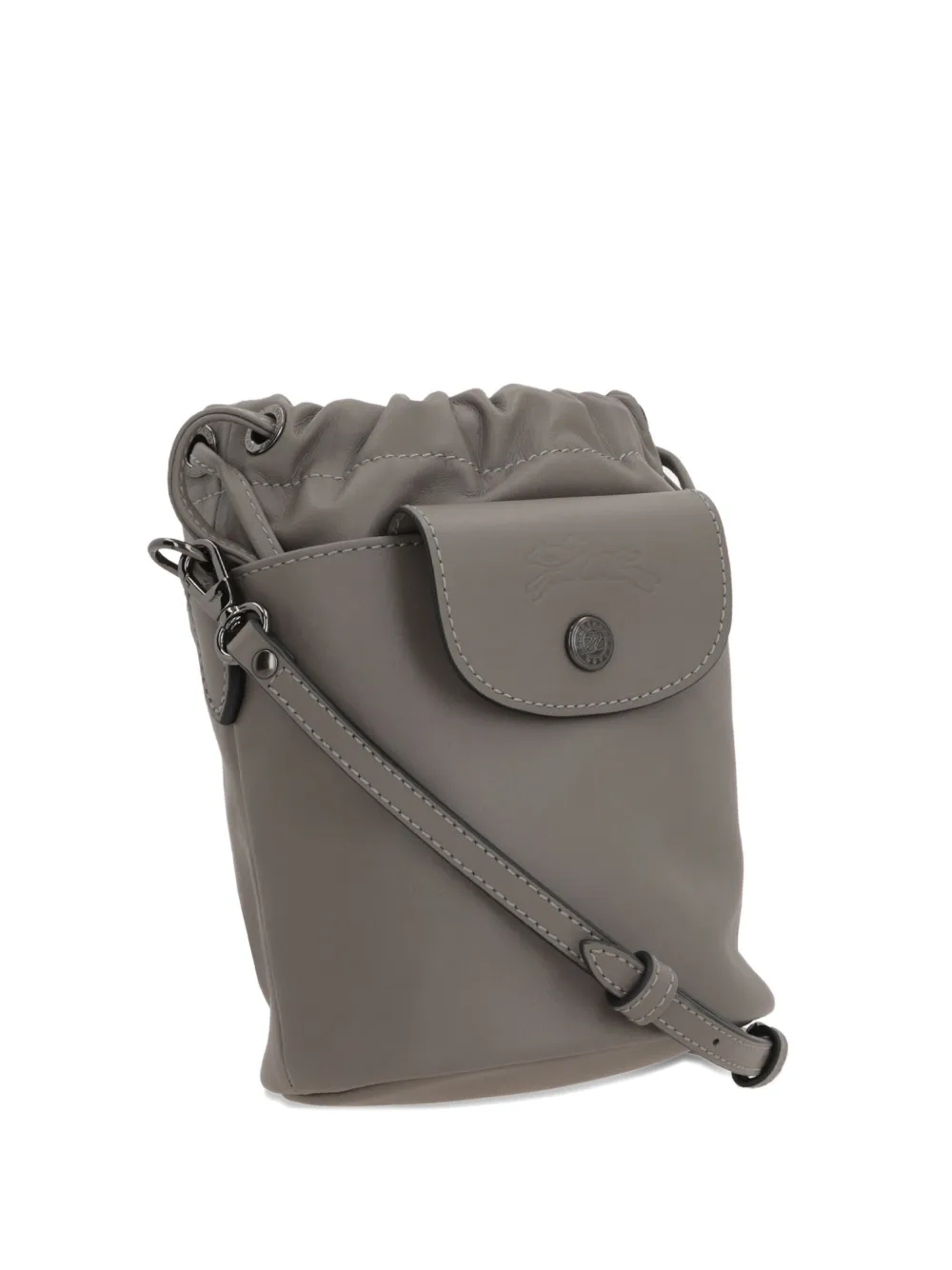 Longchamp Le Pliage Xtra XS leren crossbodytas met trekkoord Grijs