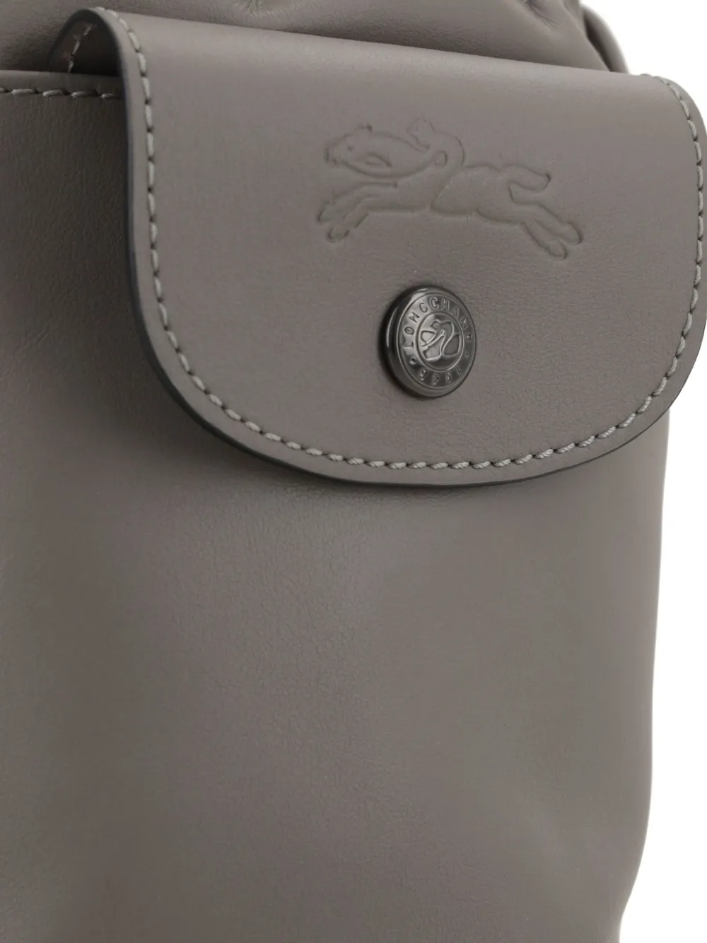 Longchamp Le Pliage Xtra XS leren crossbodytas met trekkoord Grijs