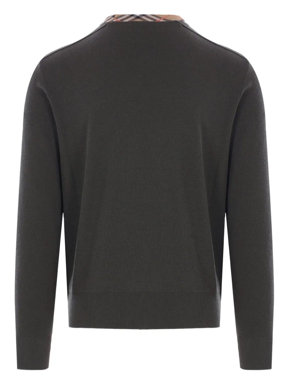 Burberry check-collar sweater - Groen