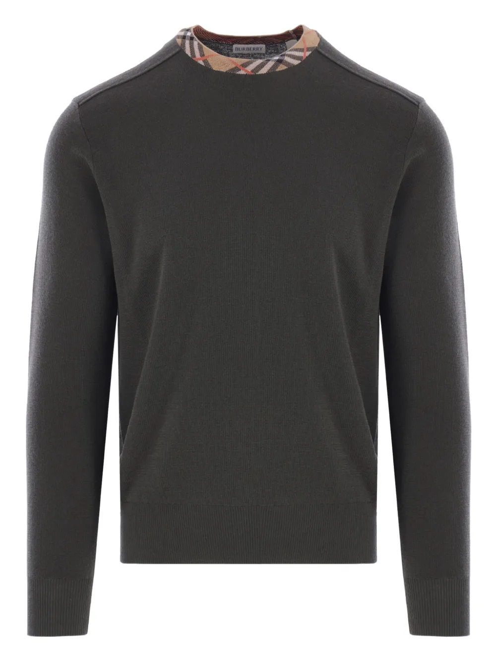 Burberry check-collar sweater | Green | Image 1