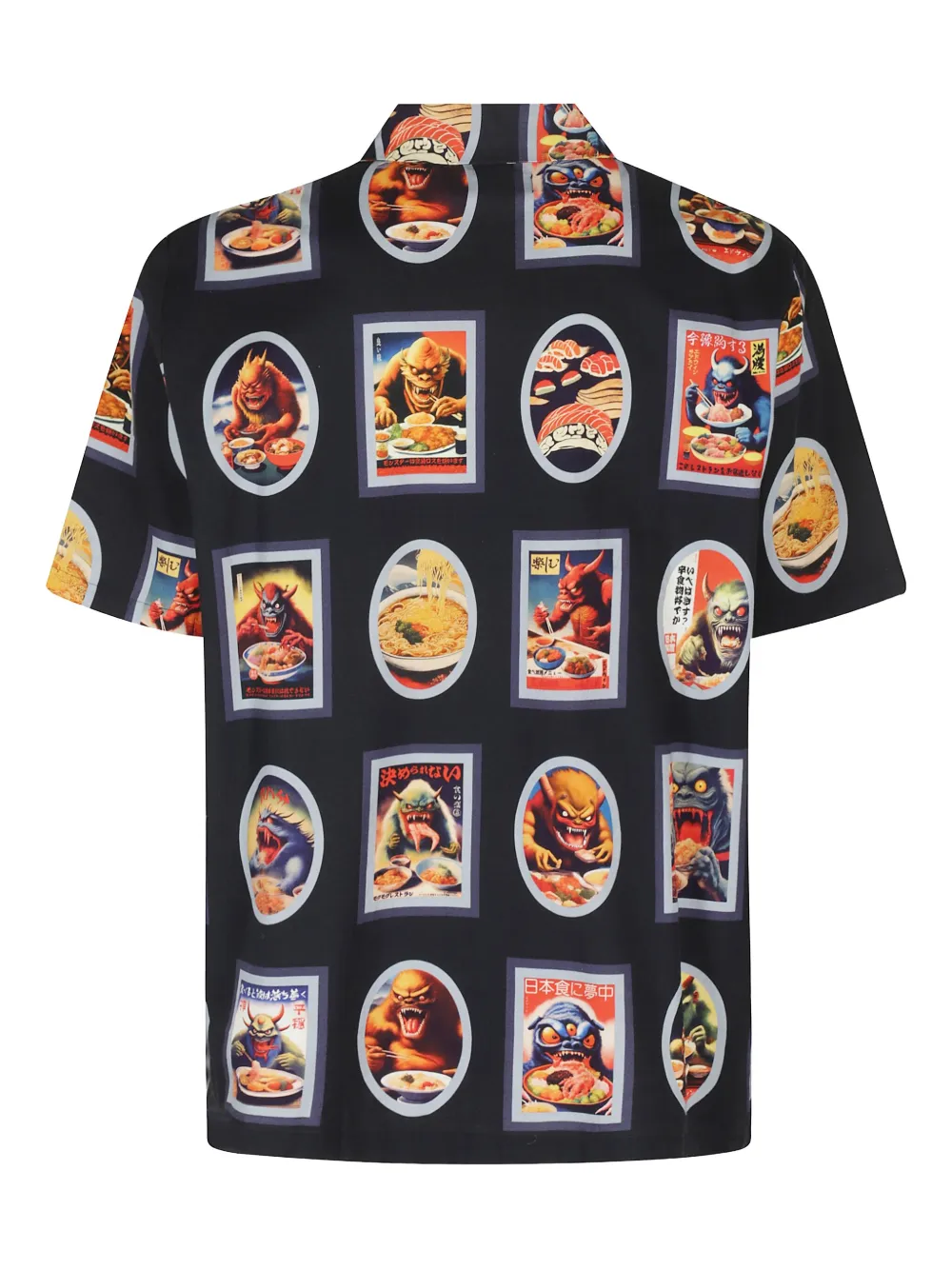 Edwin Hara Hachi graphic-print short-sleeve shirt - Zwart