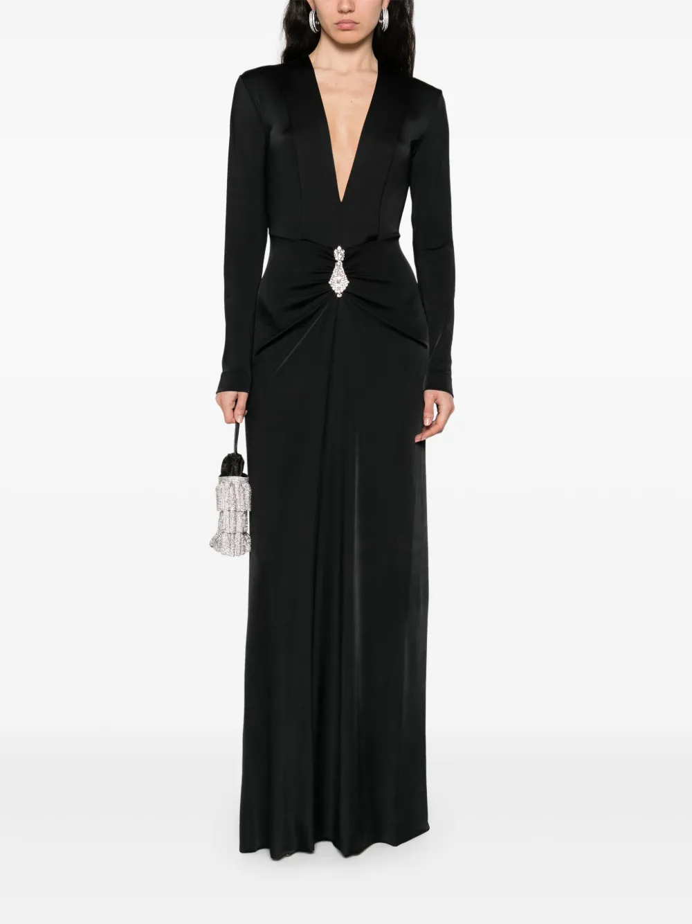 Victoria Beckham long-sleeved maxi dress - Zwart