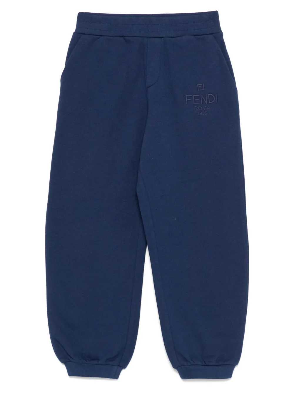 Fendi Kids embroidered-logo trousers Blauw