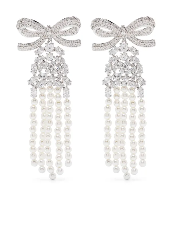 【SELF PORTRAIT】クリスタル パール ドロップ ピアス Self-Portrait Crystal Bow Pearl ドロップピアス | シルバー