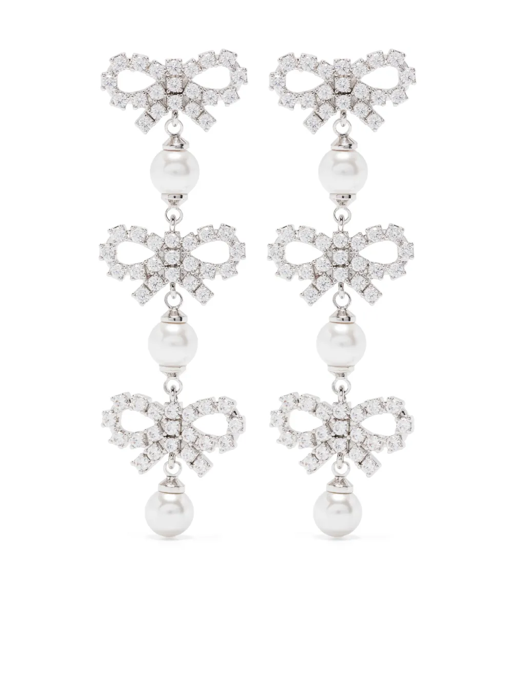 SELF-PORTRAIT MICRO BOW PEARL-TIERED EARRINGS