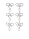 Self-Portrait micro bow pearl-tiered earrings - Silver