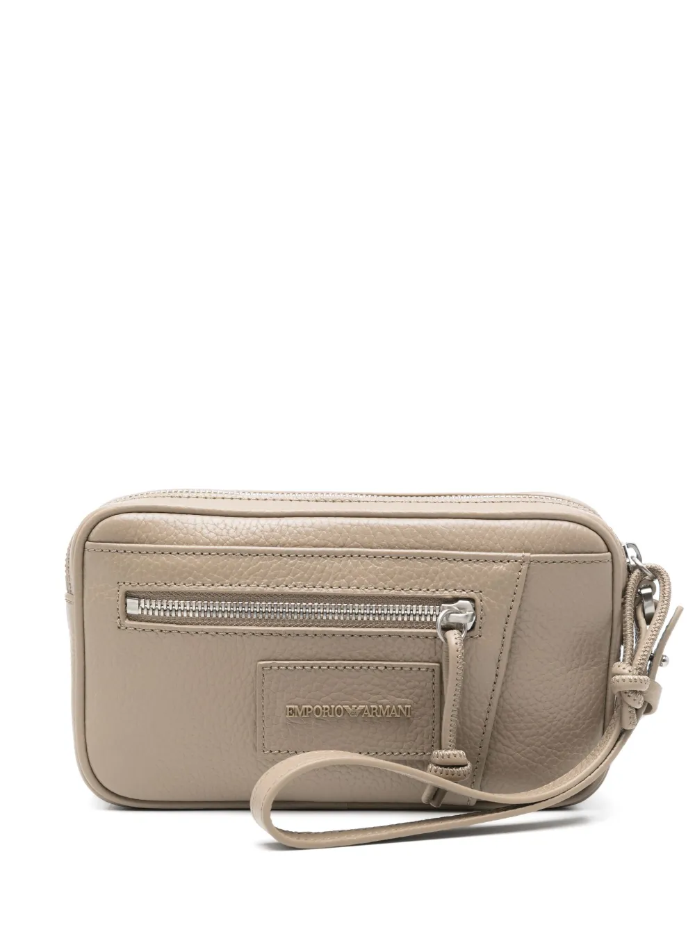 Emporio Armani Leren clutch Beige