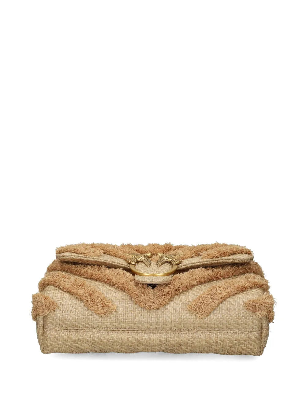 PINKO Schoudertas met chevron streep en franje Beige