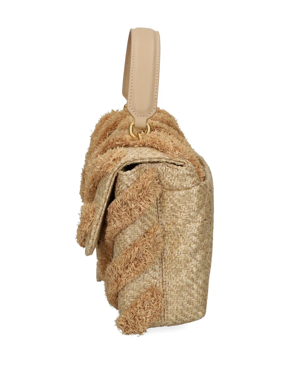 PINKO Schoudertas met chevron streep en franje Beige
