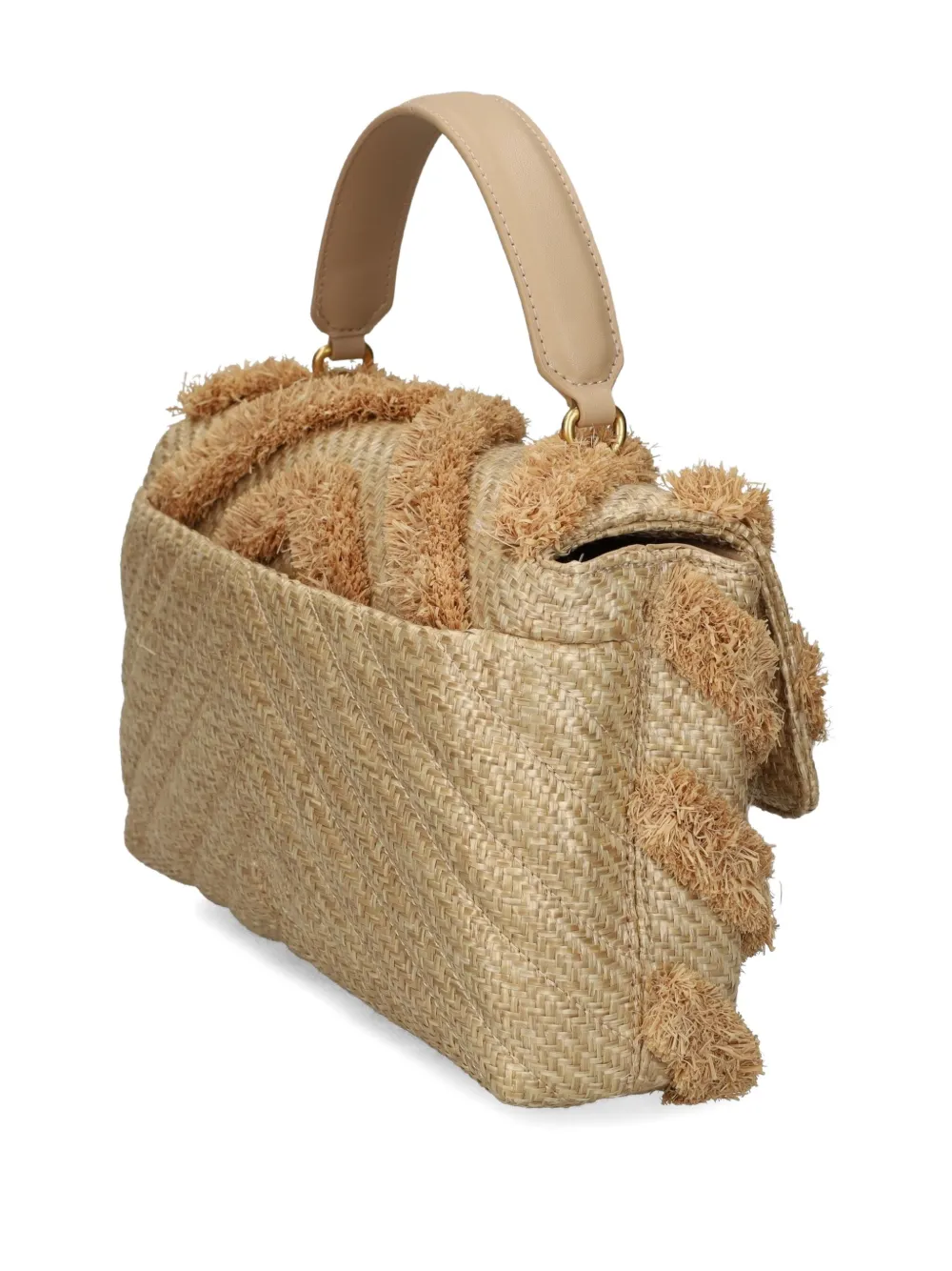 PINKO Schoudertas met chevron streep en franje Beige