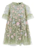 NEEDLE & THREAD KIDS floral-embroidered tulle dress - Green