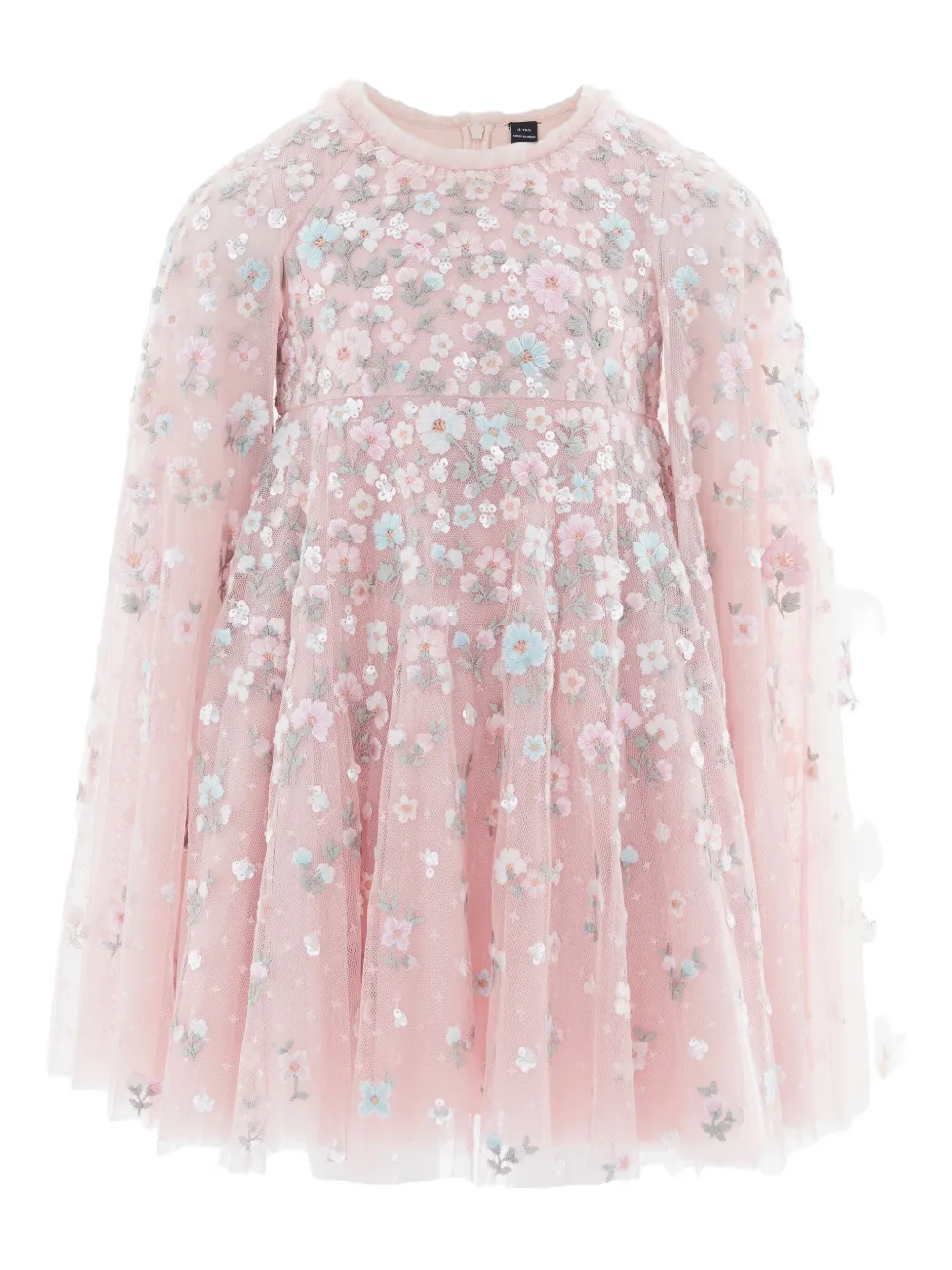 NEEDLE & THREAD KIDS floral-embroidered tulle dress | Pink | Image 1
