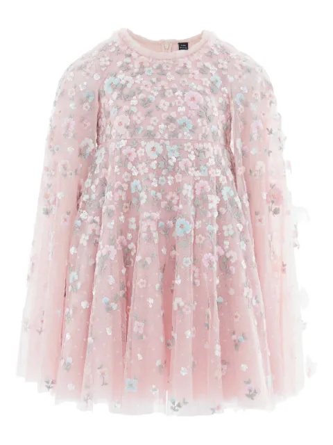 NEEDLE & THREAD KIDS floral-embroidered tulle dress