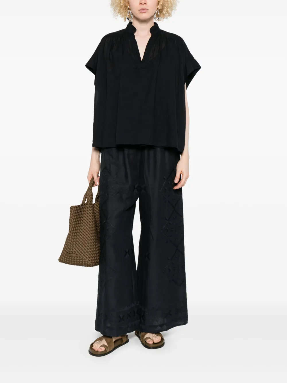 GREEK ARCHAIC KORI cotton blouse - Zwart
