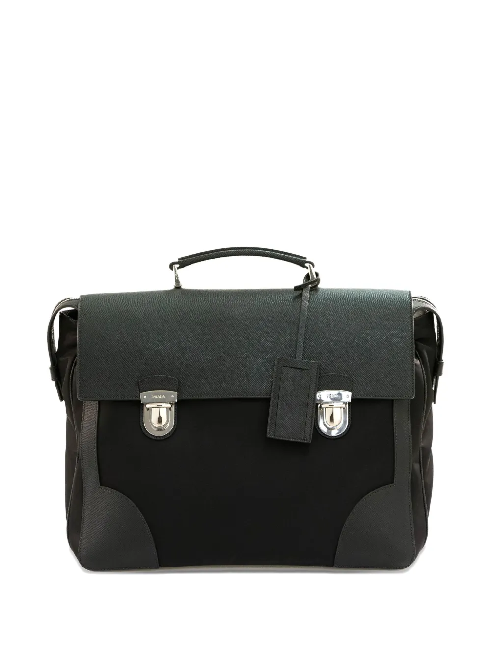 Prada Leren aktetas met klepsluiting Zwart