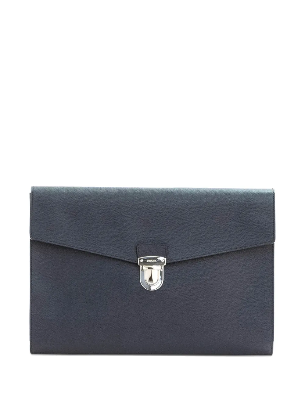 Prada Saffiano Envelope flap-closure leather clutch Blauw