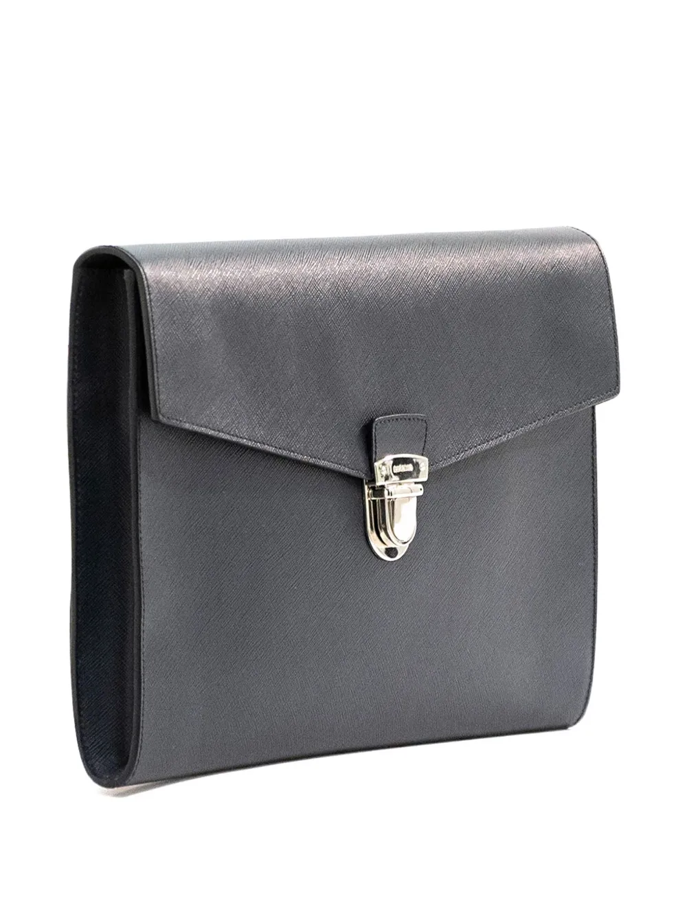 Prada Saffiano Envelope flap-closure leather clutch Blauw