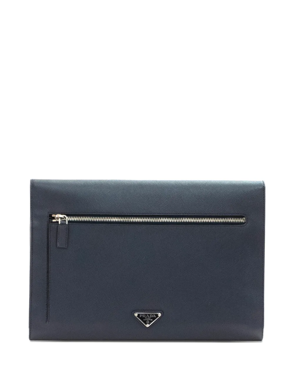 Prada Saffiano Envelope flap-closure leather clutch Blauw