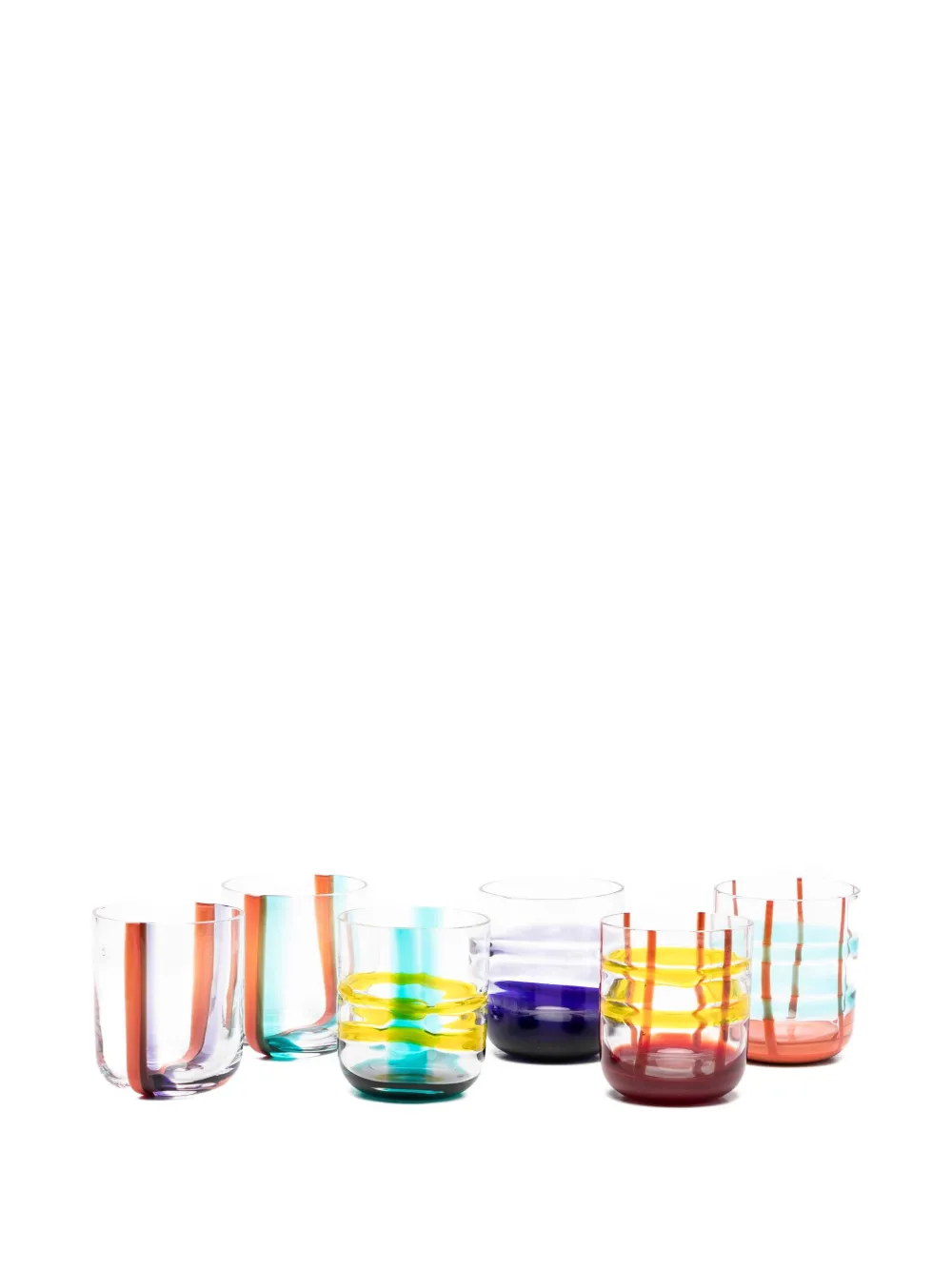 Ichendorf Milano striped glass tumblers (set of six) | Blue | Image 1