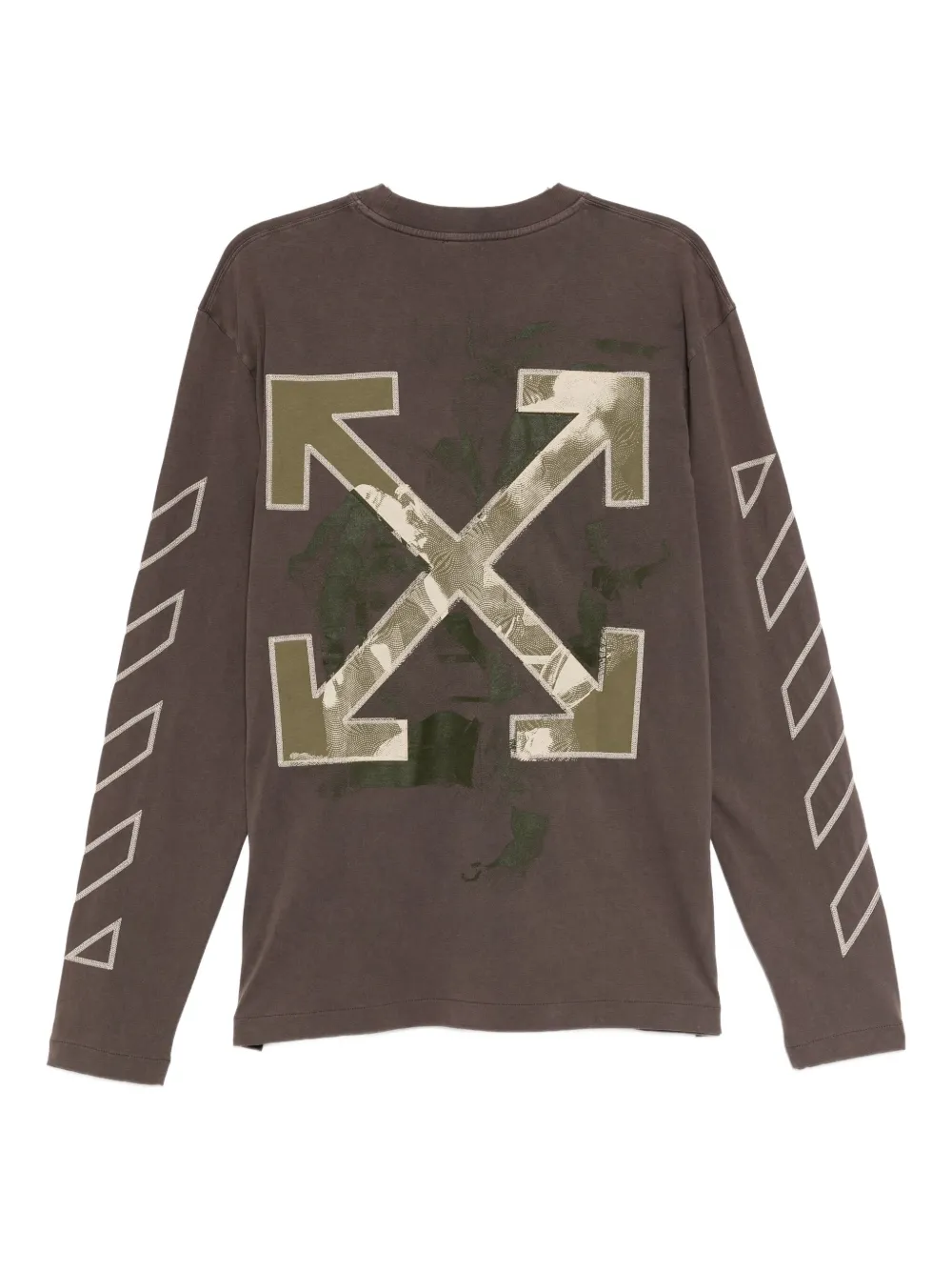 Off-White T-shirt met lange mouwen Bruin